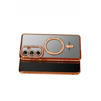 Mey İthalat®  Samsung Galaxy S26 Joke Simli Magneticsafe Kılıf - Turuncu