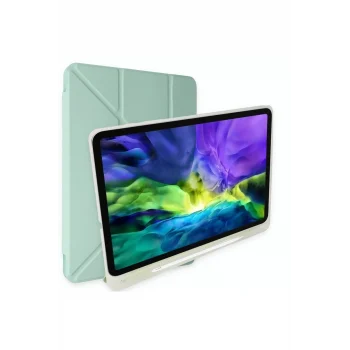 Mey İthalat®  Samsung Galaxy T737 Tab S7 FE 12.4 Kılıf Kalemlikli Mars Tablet Kılıfı - Açık Yeşil