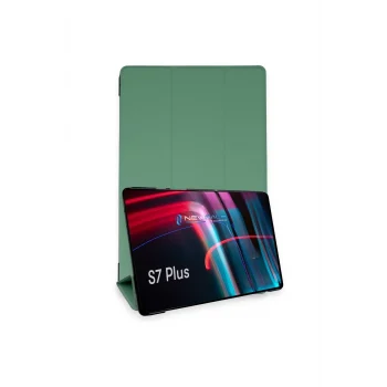 Mey İthalat®  Samsung Galaxy T970 Tab S7 Plus 12.4 Kılıf Tablet Smart Kılıf - Koyu Yeşil