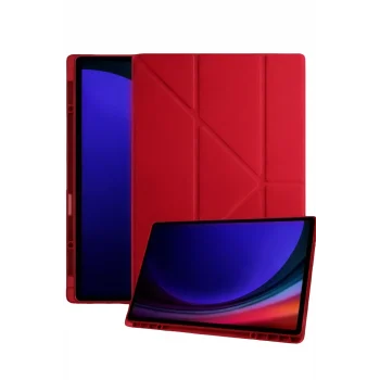 Mey İthalat®  Samsung Galaxy Tab A11 Plus Kalemlikli Mars Tablet Kılıfı - Kırmızı