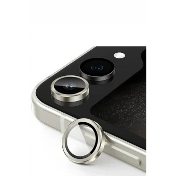 Mey İthalat®  Samsung Galaxy Z Flip 5 Valdez Metal Kamera Lens - Krem