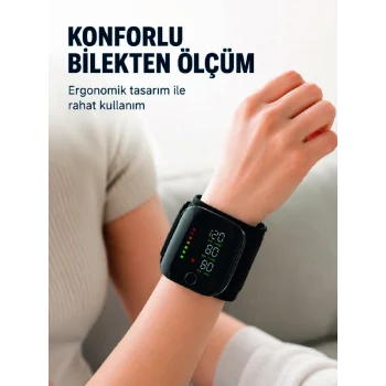 Mey İthalat® Şarj Edilebilir Bilekten Tansiyon Aleti Tek Tuşla Ölçüm