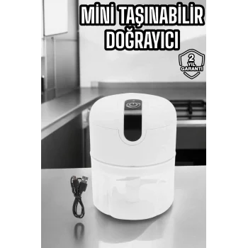 Mey İthalat® Şarjlı Mini El Rondosu Doğrayıcı Taşınabilir 250 ml Çelik Bıçaklı