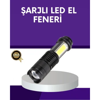 Mey İthalat® Şarjlı Mini LED El Feneri 2000 Lümen Su Geçirmez