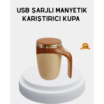 Mey İthalat® Şarjlı Otomatik Karıştırıcı Kupa Manyetik Mix Kupa Paslanmaz Çelik İç Astar