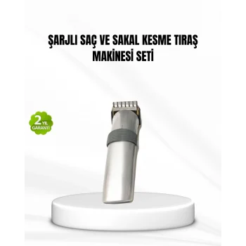 Mey İthalat® Şarjlı Saç ve Sakal Kesme Makinesi – Paslanmaz Çelik Bıçak, Ayarlanabilir Başlık