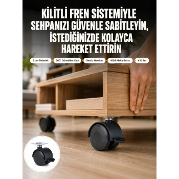 Mey İthalat® Sehpa ve Restoran Arabası İçin Kilitli Ayak 4’lü