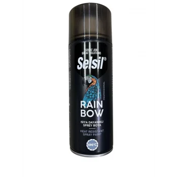 Mey İthalat® Selsil Rainbow Akrilik Sprey Boya 690 Derece Isıya Dayanıklı Siyah
