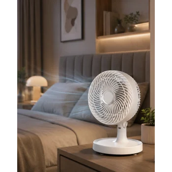 Mey İthalat® Sessiz Çalışan Mini Masaüstü Fan 2 Kademeli Otomatik Salınımlı