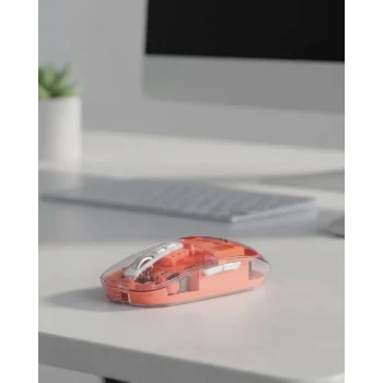Mey İthalat® Sessiz Tıklamalı Şeffaf Mouse Bluetooth ve USB Uyumlu