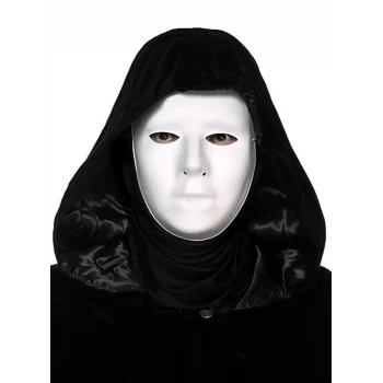 Mey İthalat® Siyah Kapüşonlu 120 cm Pelerin ve Beyaz Boyanabilir Tam Yüz Maske