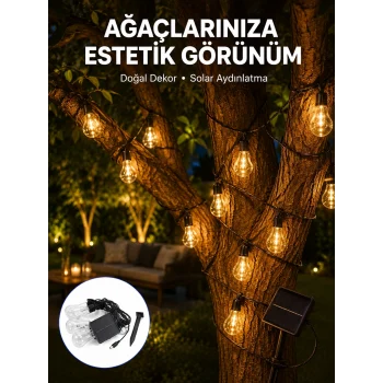 Mey İthalat® Solar Dekoratif LED Ampul Işık Bahçe Çit Balkon ve Veranda Süsleme Aydınlatması