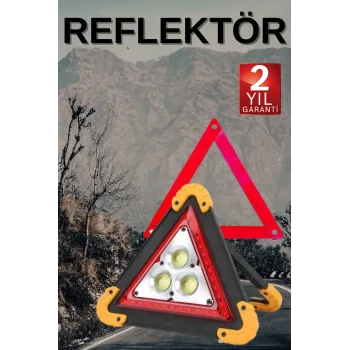 Mey İthalat® Solar Şarjlı Çok Fonksiyonlu Reflektör Işıklı Ikaz Lambası Acil Durum Reflektörü Acil Durum Uyarı Lambası