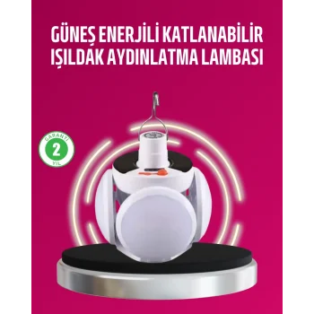 Mey İthalat® Solar ve USB Şarjlı Su Geçirmez Katlanabilir LED Lamba