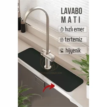 Mey İthalat® Su Emici Lavabo Matı Hızlı Emen Musluk Matı
