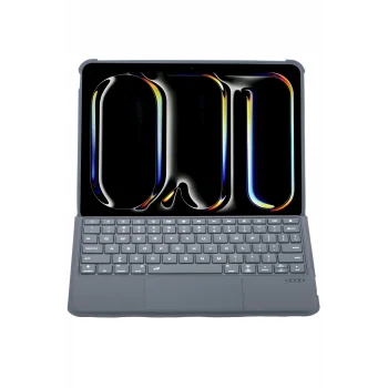 Mey İthalat®   T5504D iPad Pro 11 (2024) Kılıf Palermo Ledli Klavyeli Standlı Tablet Kılıfı - Siyah