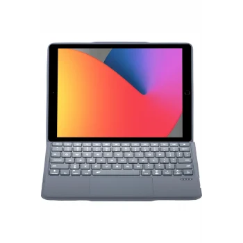 Mey İthalat®   T5506D iPad 10.2 (9.Nesil) Kılıf Palermo Ledli Klavyeli Standlı Tablet Kılıfı - Siyah