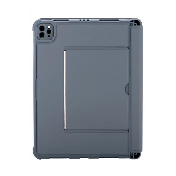 Mey İthalat®   T5510D iPad Pro 13 (2024) Kılıf Palermo Ledli Klavyeli Standlı Tablet Kılıfı - Siyah