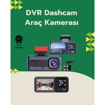 Mey İthalat® Tam Kapsamlı Araç Güvenliği: 3 Kameralı Full HD Kayıt Sistemi ile Ön, İç ve Arka Görüş