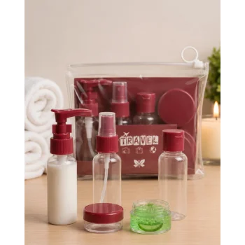 Mey İthalat® Taşınabilir 5 Parça Seyahat Şişe Seti Sızdırmaz Kozmetik Dolum Kabı