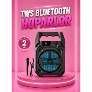 Mey İthalat® Taşınabilir 6.5” Bluetooth Hoparlör USB TF Kart Mikrofonlu Şarjlı Sistem
