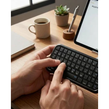Mey İthalat® Taşınabilir Mini Bluetooth Klavye Şarjlı Kablosuz Klavye