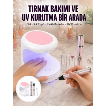 Mey İthalat® Tırnak Matkabı ve LED Oje Kurutucu 2’li Profesyonel Bakım Seti Yeni Nesil