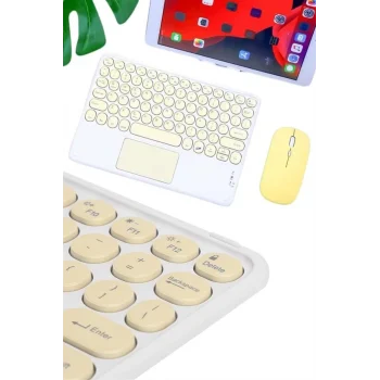 Mey İthalat® Touchpad Tüm Cihazlara Uyumlu Bluetooth Klavye Touchpad Slim Kablosuz Wifi Q Klavye