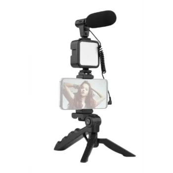 Mey İthalat® Tripod Telefon Tutucu Kumandalı Mikrofon Led Işık Vlog Video Kayıt