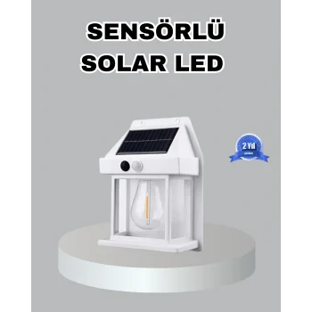 Mey İthalat® Üç Modlu Güneş Enerjili Duvar Lambası 1800mAh Bataryalı ve Hareket Sensörlü