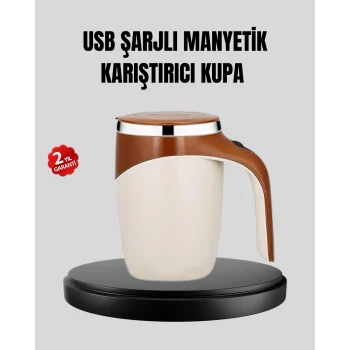 Mey İthalat® USB Şarjlı Manyetik Karıştırıcı Kupa Otomatik Karıştırma Paslanmaz Çelik