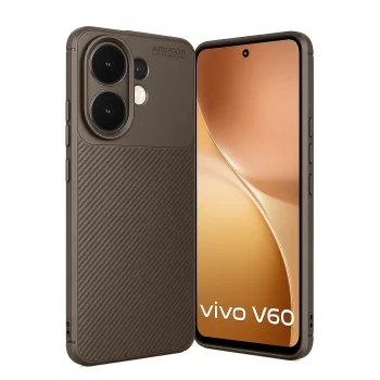 Mey İthalat®  Vivo V60 5G Auto Focus Karbon Kapak - Kahverengi