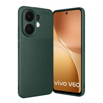 Mey İthalat®  Vivo V60 5G Auto Focus Karbon Kapak - Koyu Yeşil
