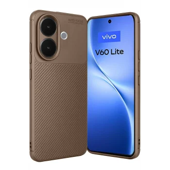 Mey İthalat®  Vivo V60 Lite Auto Focus Karbon Kapak - Kahverengi