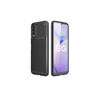 Mey İthalat®  Vivo Y11S Kılıf Auto Focus Karbon Kapak - Siyah