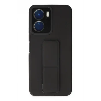 Mey İthalat®  Vivo Y16 Kılıf Mega Standlı Silikon - Siyah