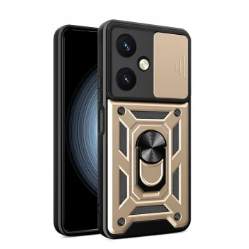 Mey İthalat®  Vivo Y27 Kılıf Pars Lens Yüzüklü Silikon - Gold