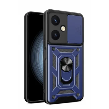 Mey İthalat®  Vivo Y27 Kılıf Pars Lens Yüzüklü Silikon - Lacivert