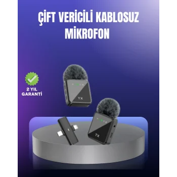 Mey İthalat® Vlog Podcast ve Röportajlar İçin Kablosuz Çift Yaka Mikrofon