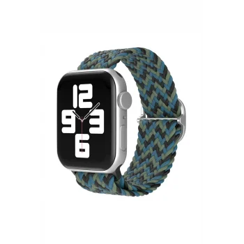 Mey İthalat®   Watch 38mm Star Kordon - Zigzag Mavi-Yeşil