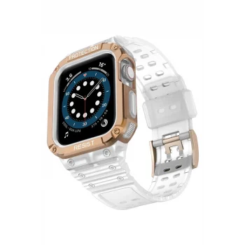 Mey İthalat®   Watch 42mm KR401 Silikon Kordon - Beyaz-Rose
