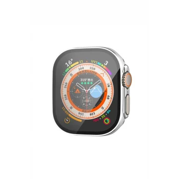 Mey İthalat®   Watch Ultra 49mm Legend Camlı Kasa Ekran Koruyucu - Gümüş
