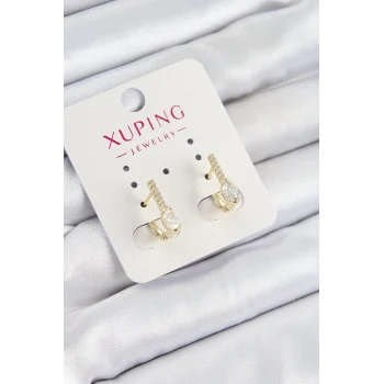 Mey İthalat® Xuping Zirkon Taşlı I Model Gold Renk Kadın Küpe