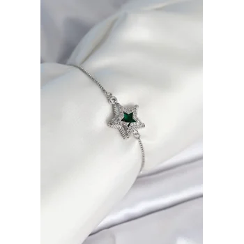 Mey İthalat® Yıldız Model Asansörlü Gümüş Renk Kadın Bileklik