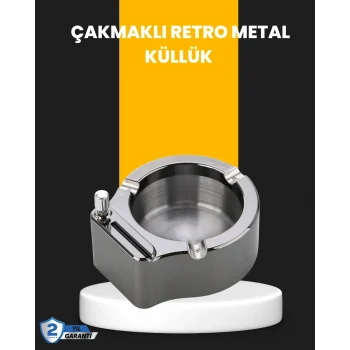 Mey İthalat® Yuvarlak Çakmaklı Küllük Dayanıklı Metal Yapı