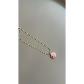 Mineli Kapaklı Kolye - Pembe