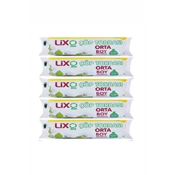 Orta Boy Çöp Torbası 55 x 60 cm 20 Li Rulo x 5 Paket = 100 Adet (Mavi)