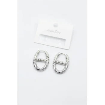 Oval Halka Küpe - Gümüş