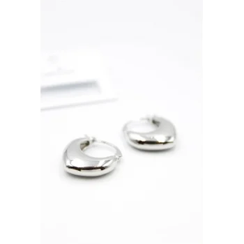 Oval Halka Küpe - Gümüş