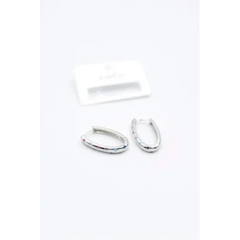 Oval Taşlı Küpe - Gümüş